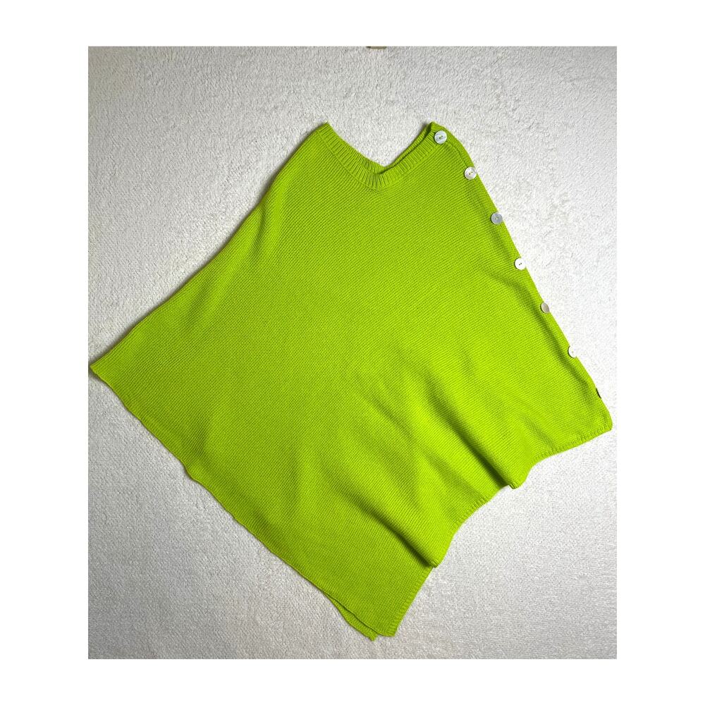 Simple Noelle Women's Knit Chic Preppy Cottage Asymmetric Cape Green One Size